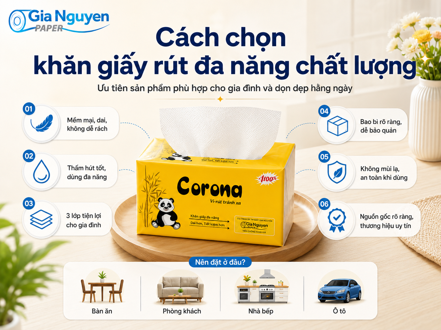 Cách chọn khăn giấy rút đa năng chất lượng