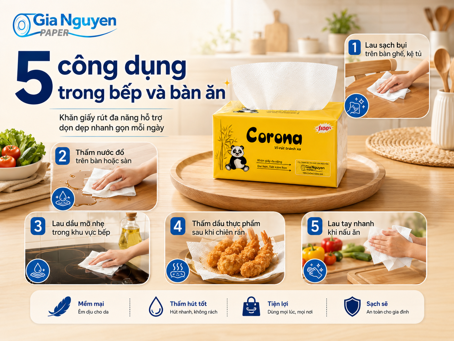 5 công dụng trong bếp và bàn ăn
